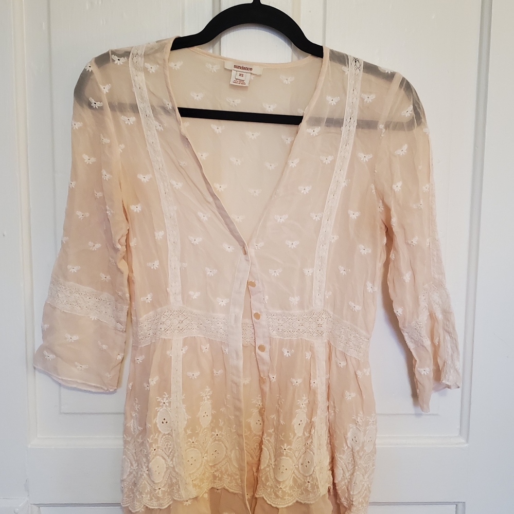 Button down sheer robe blouse
